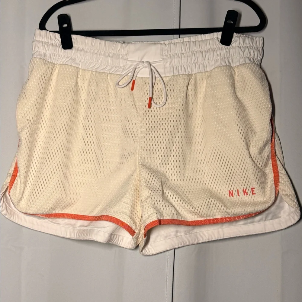 Nike Women's Athletic Shorts in Cream and Orange - Picture 1 of 5